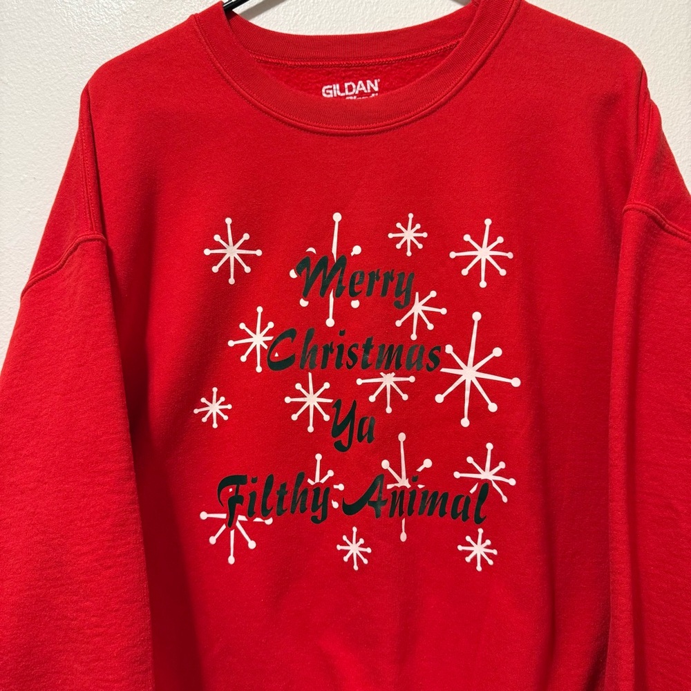 Christmas Gildan Red XL Sweatshirt Adult Dry Blend Holidays Pullover